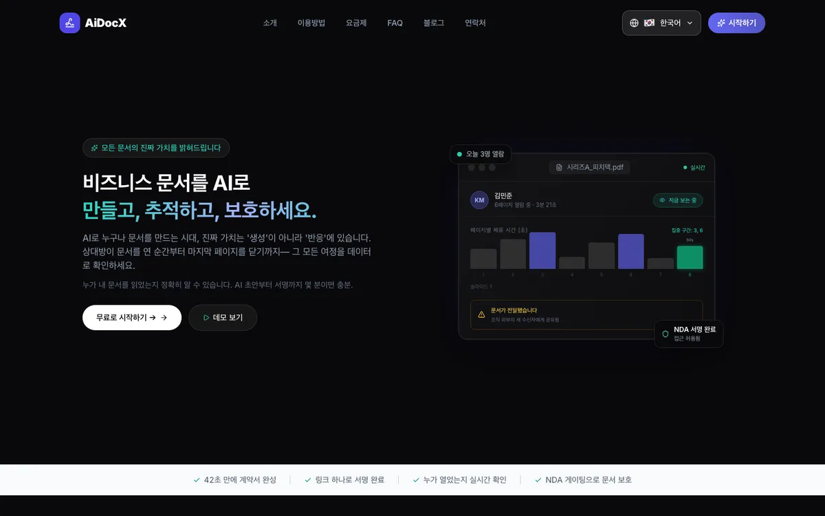 AiDocX landing page