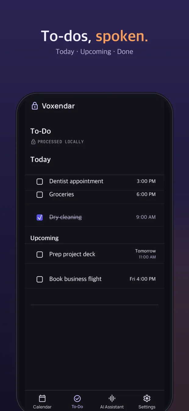 Voxendar app screen 3